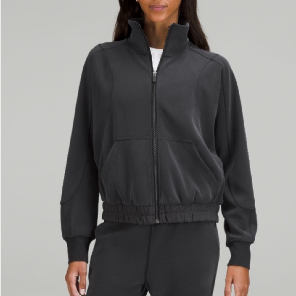 lululemon Brushed Softstreme Funnel-Neck Zip Up in black